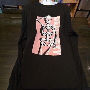 Chomp Dead Sexy Black Long Sleeve Tee with Skeleton Graphic Size 2 Xl